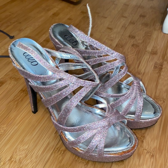 Deb Shoes - Deb Pink Sparkle Heels